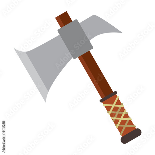Viking axe with decorated handle. Vector
