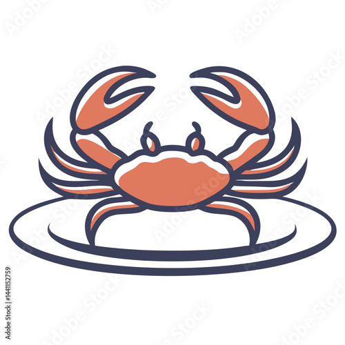 Crab icon on a plate, colorful design, for seafood and culinary delights