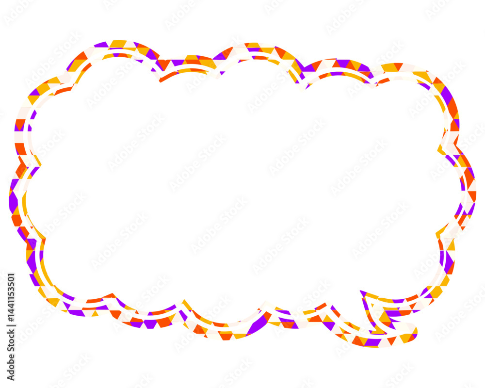 Fototapeta premium 吹き出し ステンドグラス風 三角模様_二重線付_4色 (9)