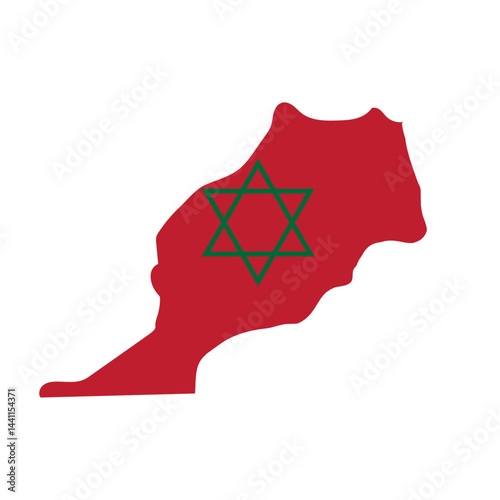 Morocco map and flag. Detailed silhouette vector illustration,Morocco map outline country shape national borders state