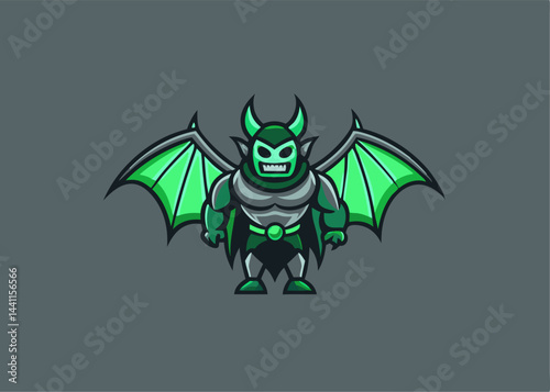 Monster with Wing: A fierce cartoon monster, embodying both strength and flight, stands ready for adventure. Its design, with wings and a determined look, invites creativity. 