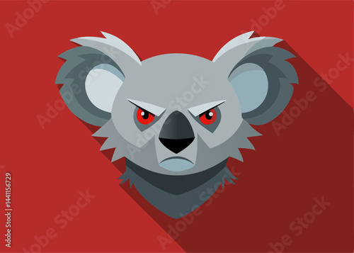 Anger Koala: An illustrated koala exhibits an expression of anger, with a bold color palette and a graphic aesthetic. 