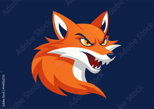 Fierce Fox Mascot: A bold and menacing fox mascot, with sharp fangs and intense eyes, is an ideal design for a team or brand that wants to convey strength and a competitive spirit.