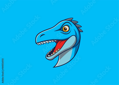Blue Raptor: A stylized illustration of a striking blue raptor head, showcasing fierce predatory features against a vibrant backdrop, offering a dynamic and captivating visual.