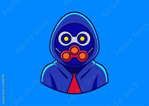 Tech-inspired Avatar in Modern Blue: A stylized, futuristic digital avatar is depicted in a vibrant, solid blue backdrop, personifying technological sophistication and innovation.