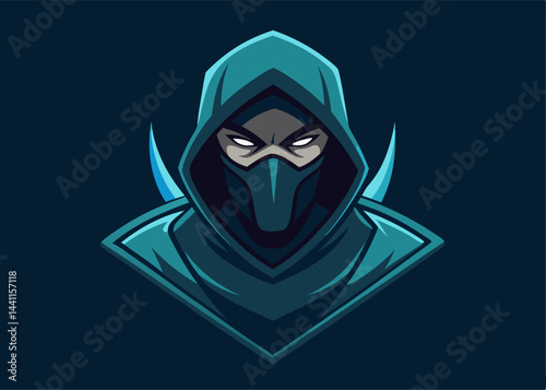 Mysterious Assassin: A dark and intense illustration, featuring an assassin in a hooded cloak, his face partially obscured by a mask, embodying stealth and danger.
