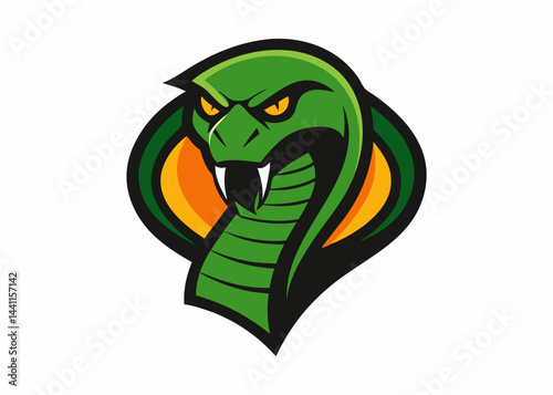 Vivid Cobra Emblem: A vibrant, stylized cobra emblem, showcasing striking colors and intricate detail. This artwork exemplifies boldness, danger, and a touch of graphic artistry.