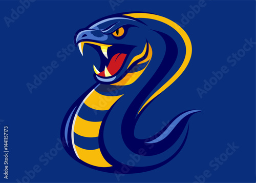Cobra emblem: A striking emblem of a cobra, coiled in a dynamic pose with its hood flared, a fierce depiction of power and predatory grace.