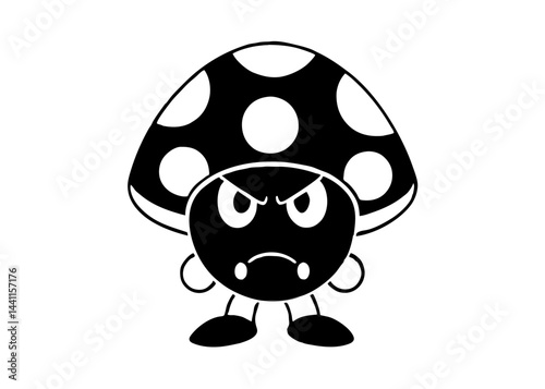 Angry Mushroom Character: A bold, illustrative image of an enraged mushroom character. It's a simplified design, with strong lines and shapes, evoking feelings of conflict and determination.