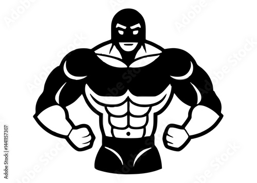 Muscular Bodybuilder Illustration: A striking illustration of a powerfully built bodybuilder, showcasing impressive muscles in a confident stance, embodying strength and physical prowess.