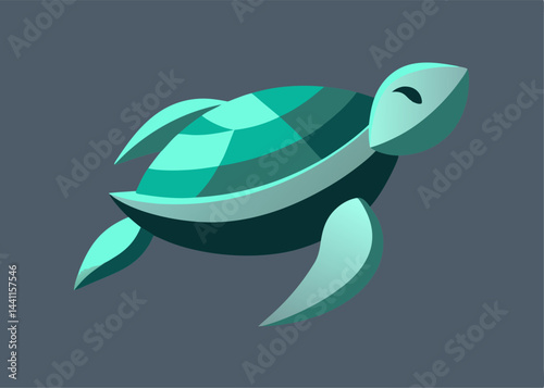 Gentle Turtle's Oceanic Voyage: A serene illustration showcases a sea turtle gracefully gliding through the aquatic realm, an emblem of ocean life and conservation.