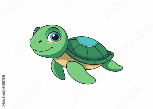 The Cheerful Sea Turtle: A vibrant, digitally crafted illustration of a charming sea turtle, emanating a sense of joy and tranquility, ready to bring a smile to any viewer.