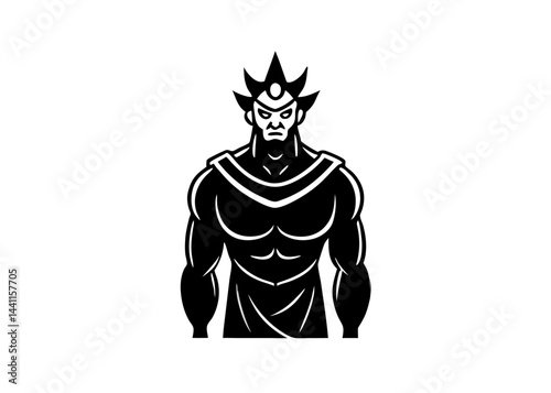 Majestic Guardian: A powerful illustration of a regal figure in a striking black-and-white design, emanating strength and authority.