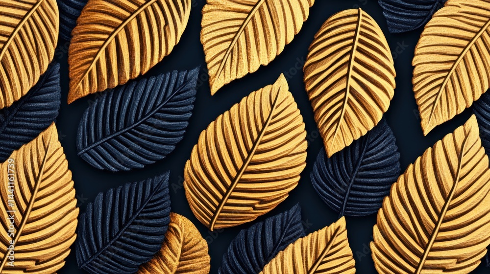 Gold and Dark Blue Leaf Pattern Gold and Dark Blue Leaf Pattern