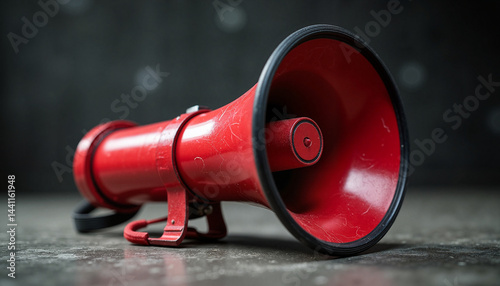 Obraz na płótnie Red megaphone on dark textured background, Black Friday w salonie