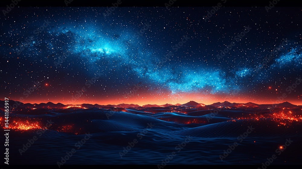 Naklejka premium A vibrant, otherworldly landscape bathed in a stunning, celestial light show