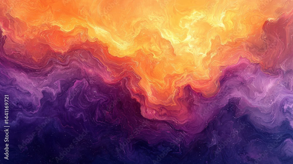 Abstract Orange and Purple Swirl Nebula Painting Abstract Orange and Purple Swirl Nebula Painting