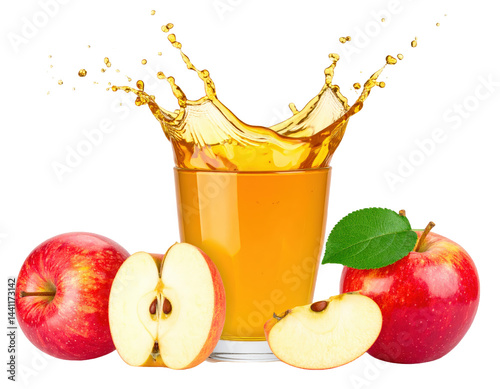 fresh apple juice splash isolated on white or transparent     