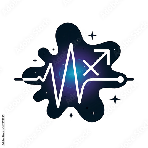 Sagittarius Zodiac Symbol: Cosmic Astrology Illustration with Starry Background & Horoscope Insights