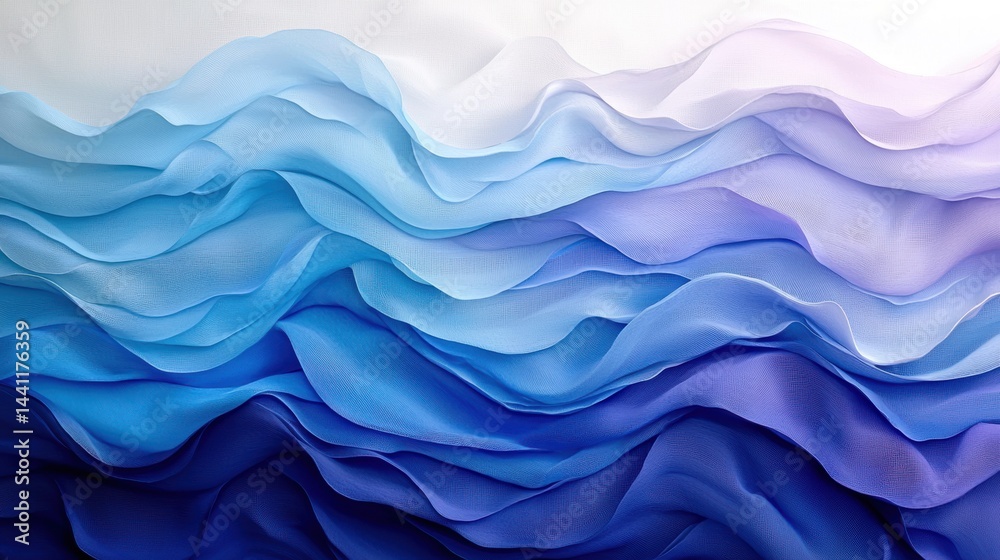 Obraz premium Serene Blue Waves Abstract Fabric Texture Background
