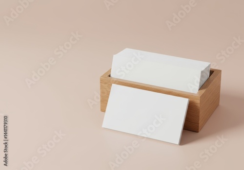 Business cards mockup in wooden holder