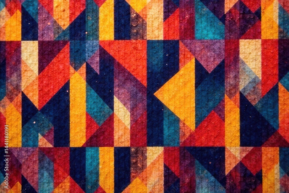 Geometric tapestry design, bold color blocks, continuous repeat , colorful, illustration, decor Geometric tapestry design, bold color blocks, continuous repeat , colorful, illustration, decor