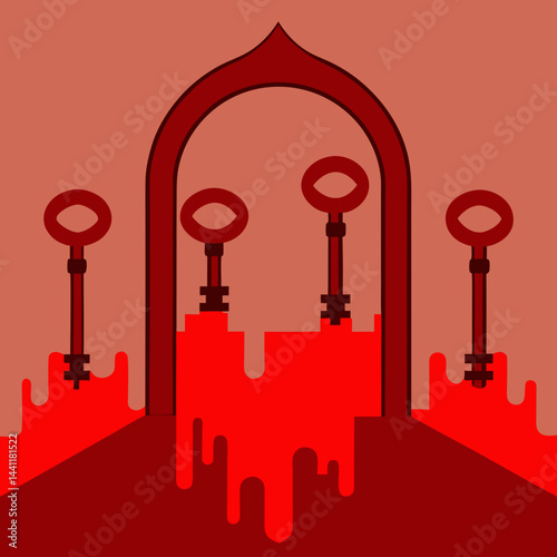 A golden key resting on a cloud, symbolizing access to the kingdom of heaven.