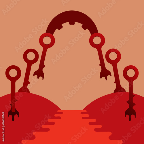 A golden key resting on a cloud, symbolizing access to the kingdom of heaven.