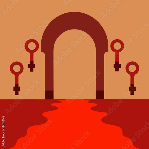 A golden key resting on a cloud, symbolizing access to the kingdom of heaven.