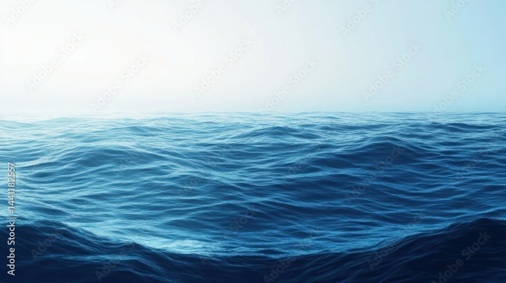 Fototapeta premium Calm ocean waves, hazy sky, tranquil seascape, perfect for travel or nature websites
