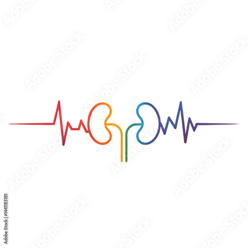 Comprehensive Vector Illustration of Kidney Health and Pulse Chart – A Medical Logo Design Highlighting Vital Organ in Healthcare and Wellness Monitoring