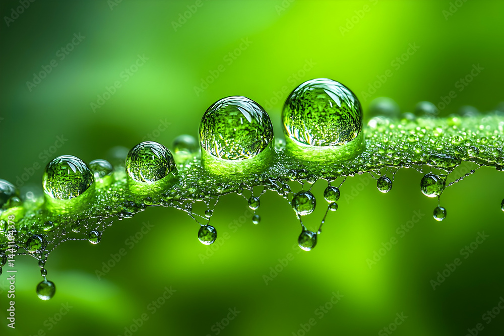 Green Leaf Dew Drops Macro Photo Green Leaf Dew Drops Macro Photo