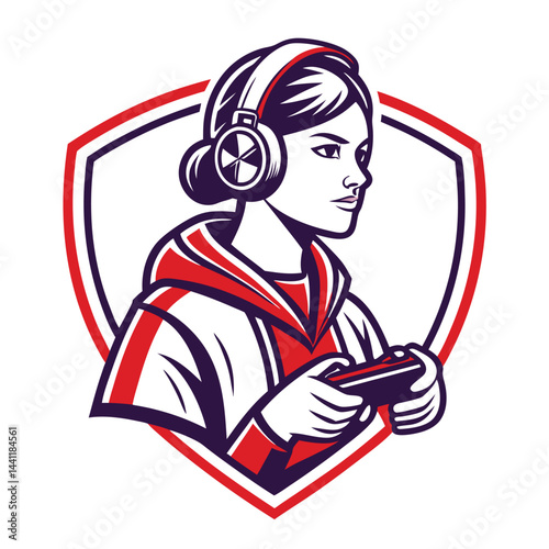 Gamer girl with headphones and controller