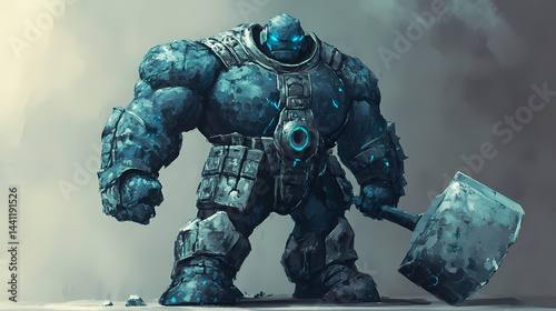 A titan forged from earth. Cosmic Smithy. Illustration