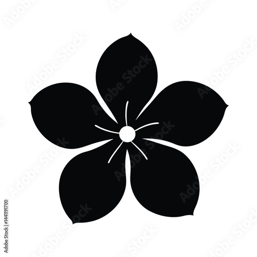 Dogwood Flower With Four Petals Black Vector