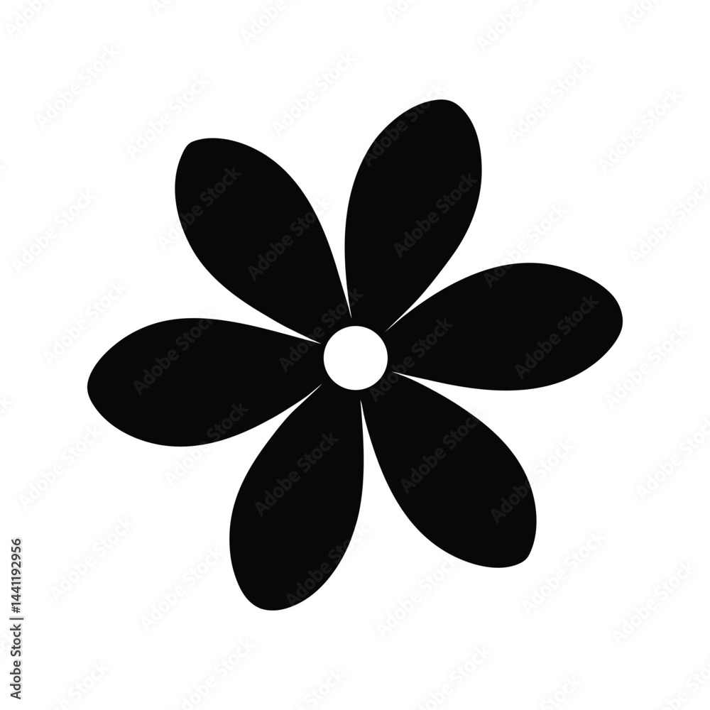 Five Petal Daisy Flower Shape Black Vector Silhouette Five Petal Daisy Flower Shape Black Vector Silhouette