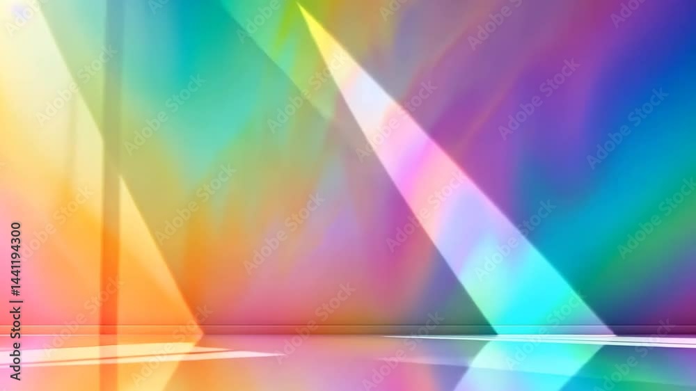 Abstract rainbow gradient multi colors of scene background with perspective room.