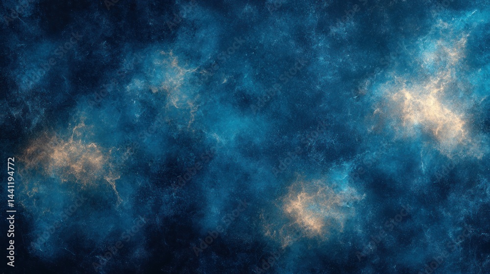 Abstract Cosmic Nebula: Celestial Blue and Gold Hues Abstract Cosmic Nebula: Celestial Blue and Gold Hues