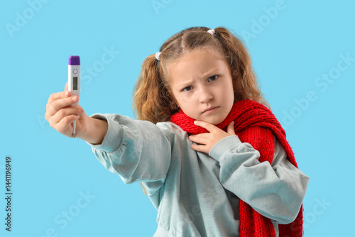 Sick little girl with sore ...