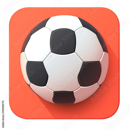 Orange Stylized Soccer Ball Icon Design for Sports Apps and Emblems - Modern Athletic Illustration PNG