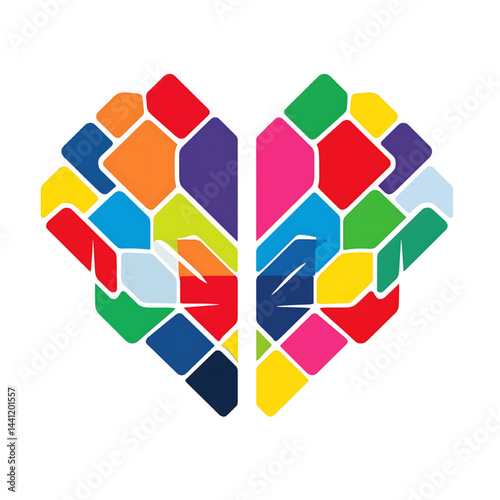 Colorful Abstract Heart Design: Creative and Vibrant Love Symbol Illustration