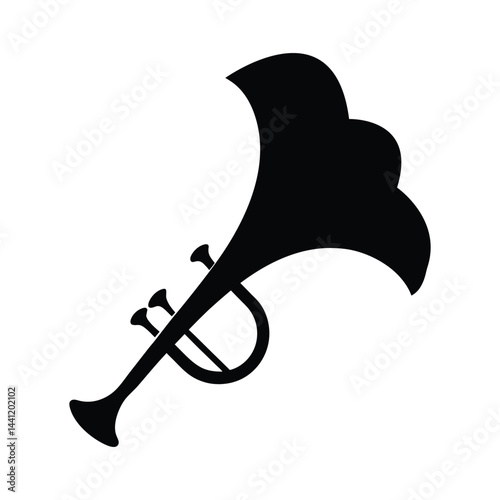 Trumpet Shaped Bloom Silhouette Black Vector Silhouette