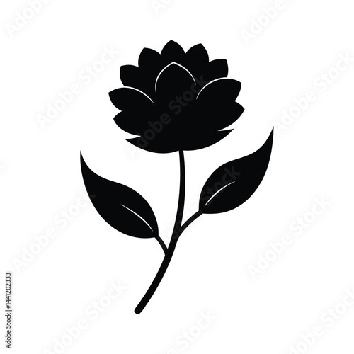 Wild Meadow Flower Icon Black Vector Silhouette