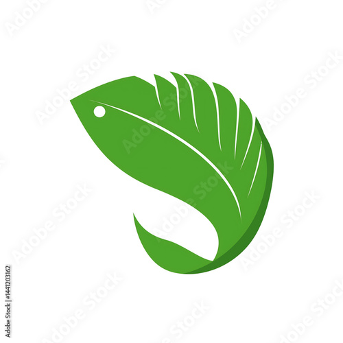 Eco-Friendly Fish Logo: Green Icon Design for Sustainable Seafood and Organic Aquaculture Branding