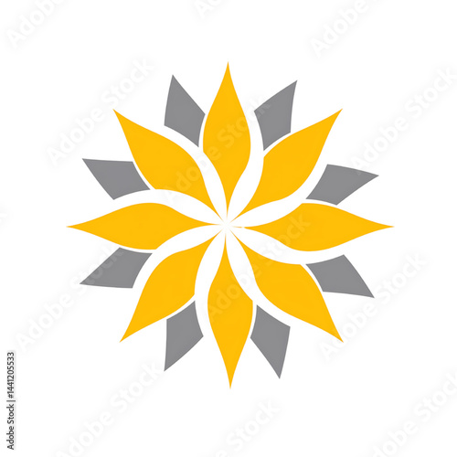Vibrant Yellow and Gray Flower Petals: Modern Minimalist Floral Logo Design Inspiration
