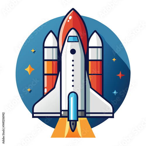 Space shuttle icon isolated on white background