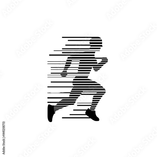 Running Silhouette: Dynamic Fitness & Speed Vector Illustration for Cardio Training