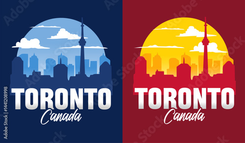 toronto canada with building silhouette