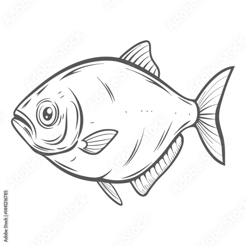 Pacu Fish Line Art Illustration