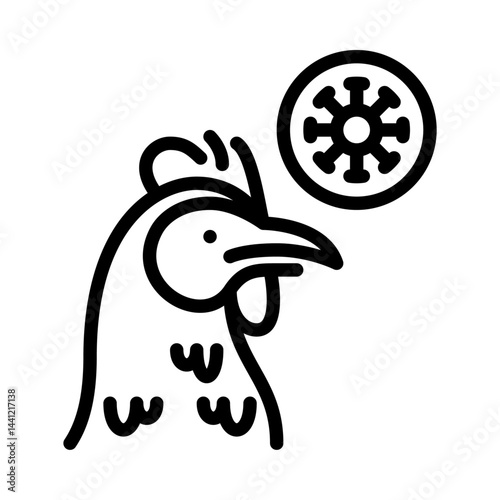 bird flu outline icon. chicken pox black line illustration.